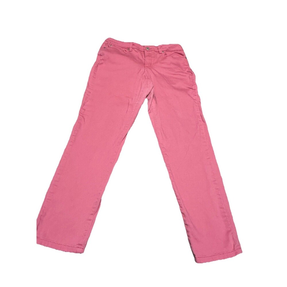 Charter Club Cambridge Womens Pink Flat Front Skinny Leg Pull On Pants Size 8